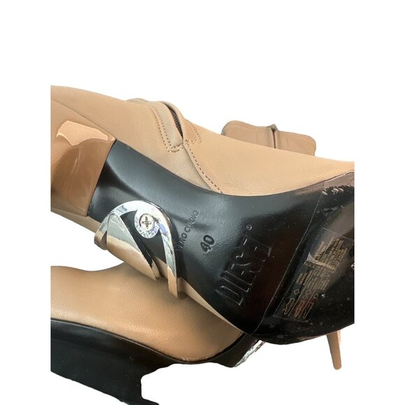 Diesel Eclipse Boot Logo Women's Sandy Beige EUR 40/US 9-9.5 Pointed Toe $595 - Picture 6 of 7